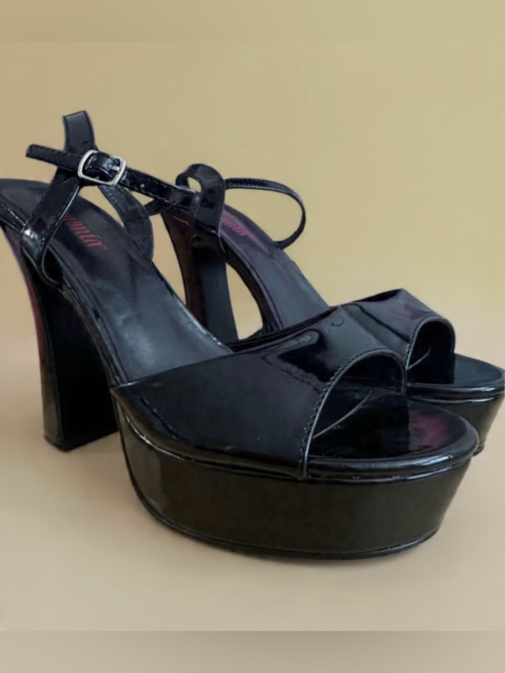 Dolls Kill Black Patent Platform Block Heels